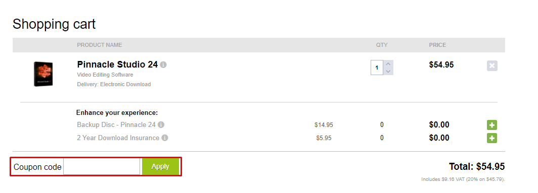 How do I use my Pinnacle Studio coupon code?