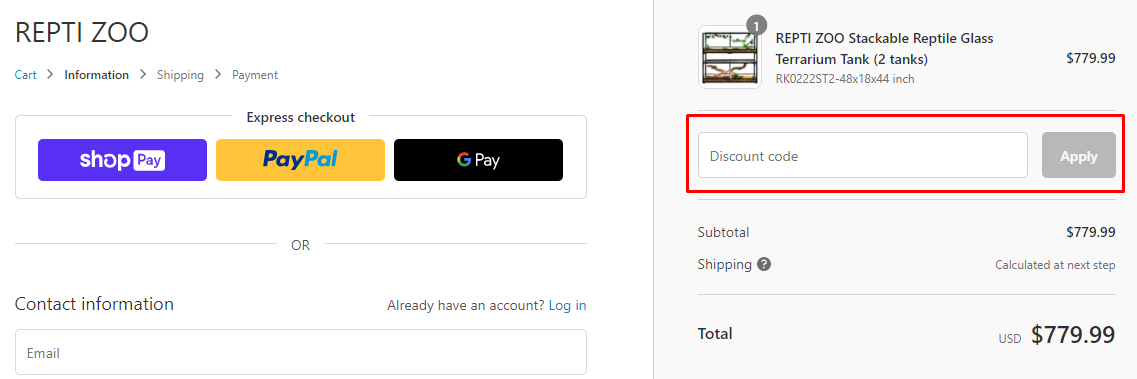 How do I use my REPTI ZOO discount code?