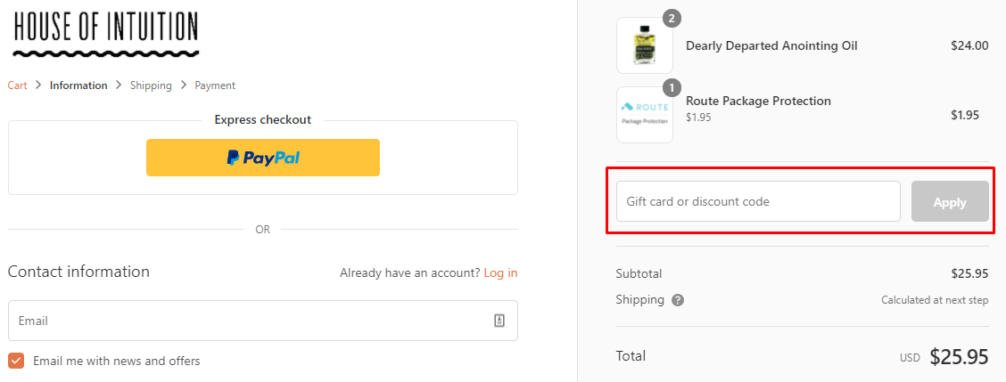 How do I use my House of Intuition discount code?