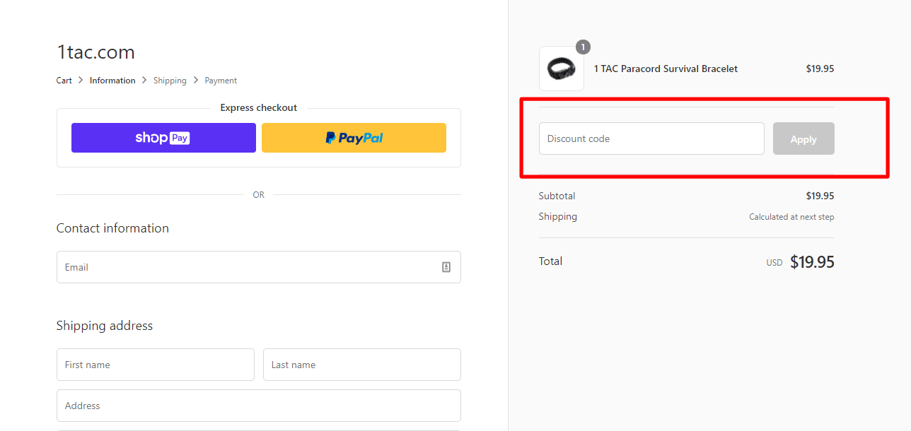 How do I use my 1TAC discount code?
