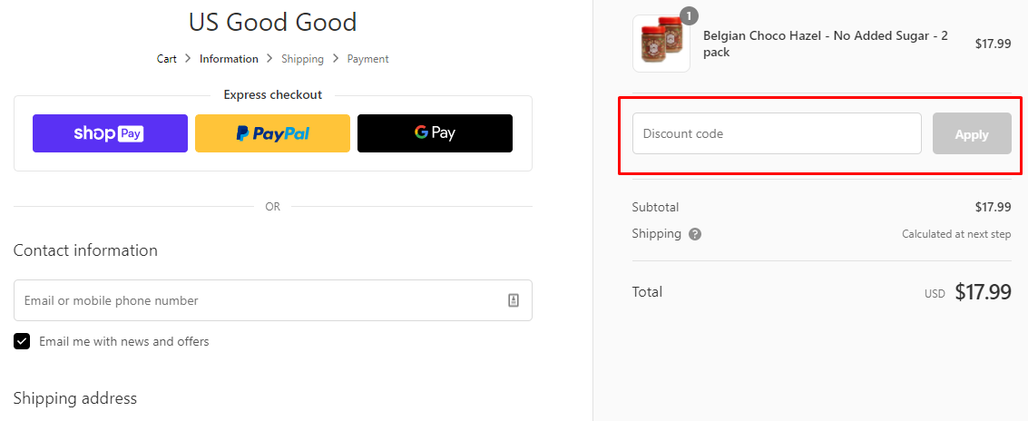 How do I use my Good Good discount code?