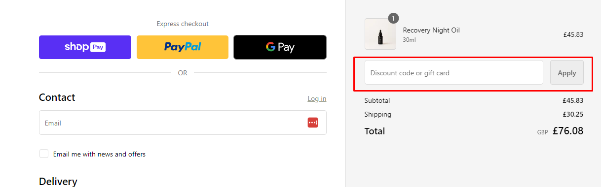How do I use my Wilder Botanics discount code?