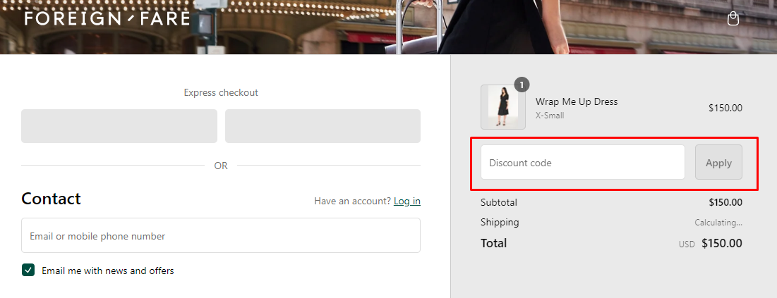 How do I use my Foreign Fare discount code?