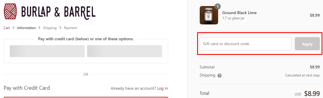 How do I use my Burlap & Barrel discount code?