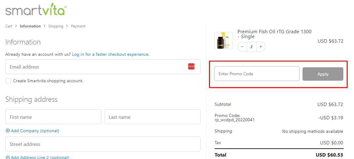 How do I use my Smartvita promo code?