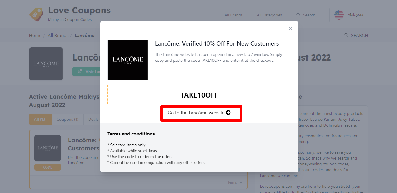 Lancome website