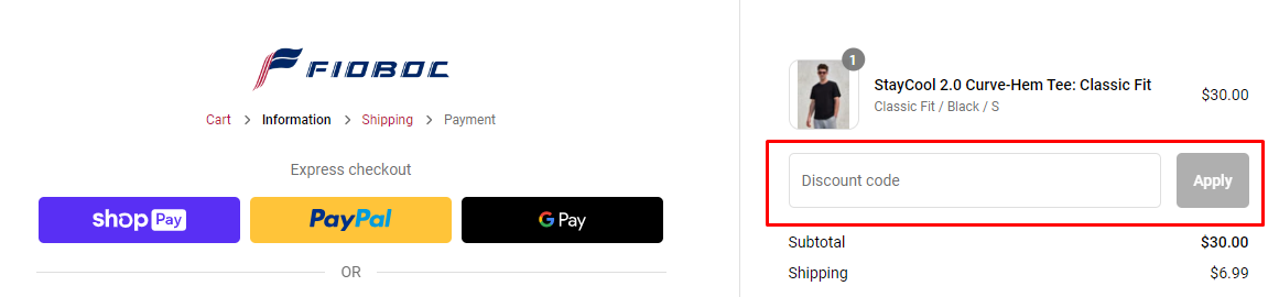 How do I use my Fioboc discount code?