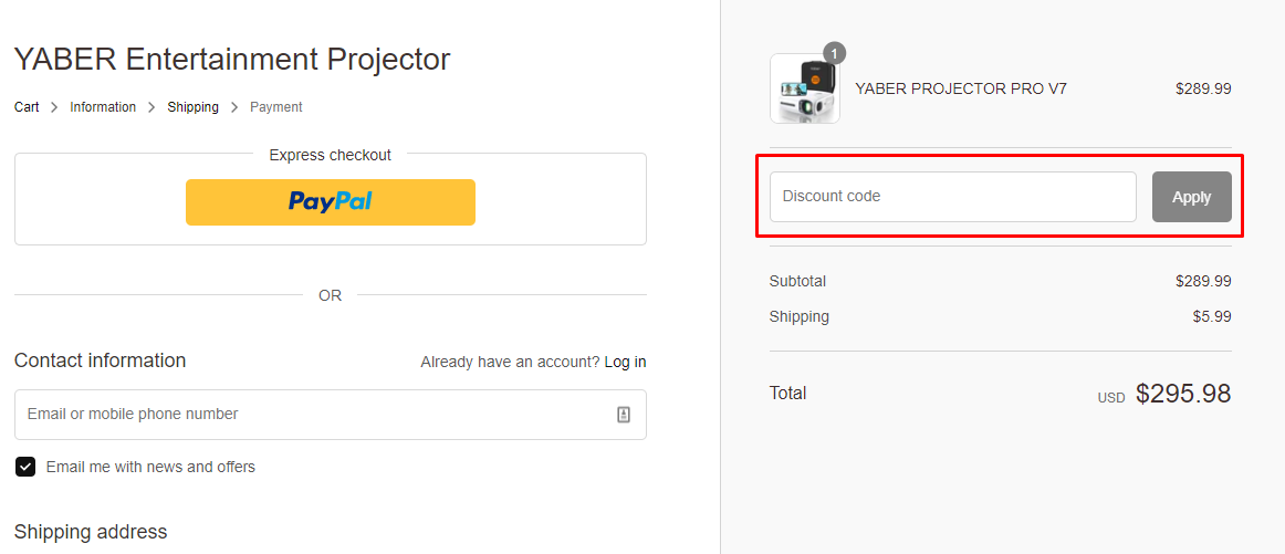 How do I use my Yaber discount code?