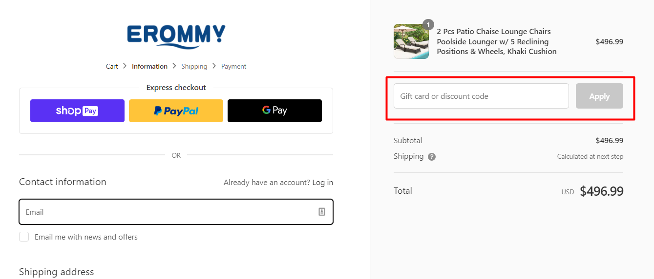 How do I use my Erommy discount code?