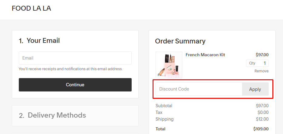 How do I use my FOOD LA LA discount code?