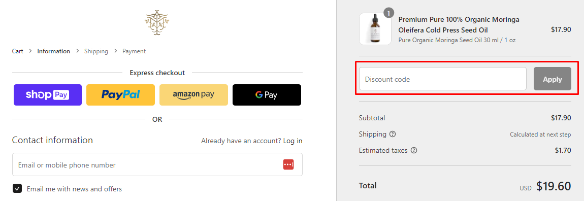 How do I use my All Moringa discount code?
