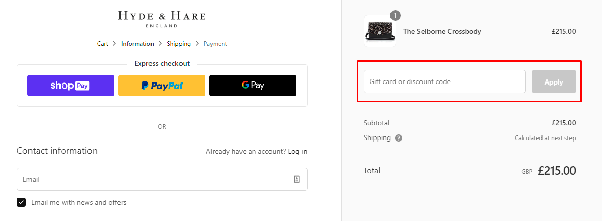 How do I use my Hyde & Hare discount code?