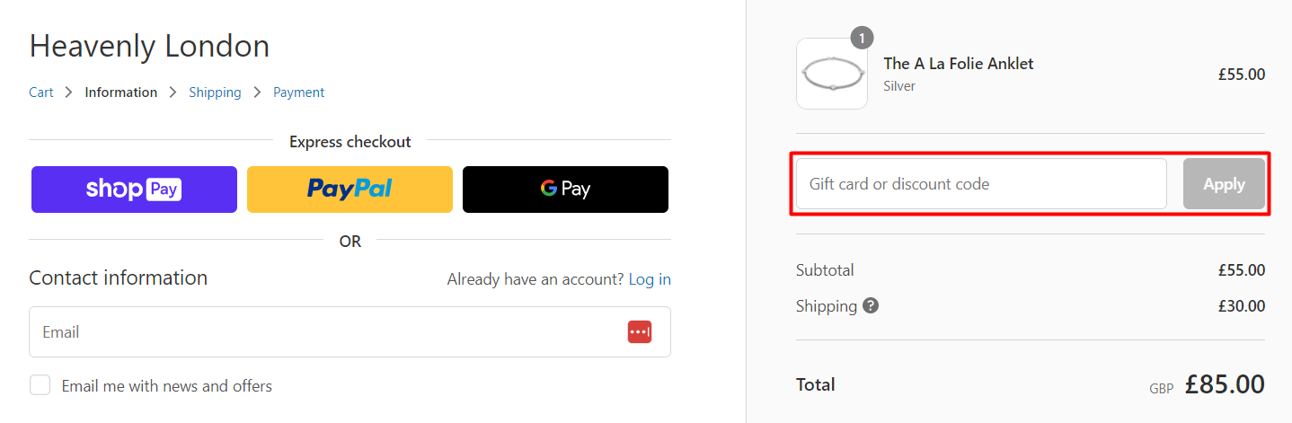 How do I use my Heavenly London discount code?