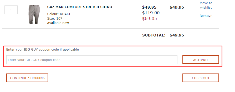 How do I use my Big Guy coupon code?