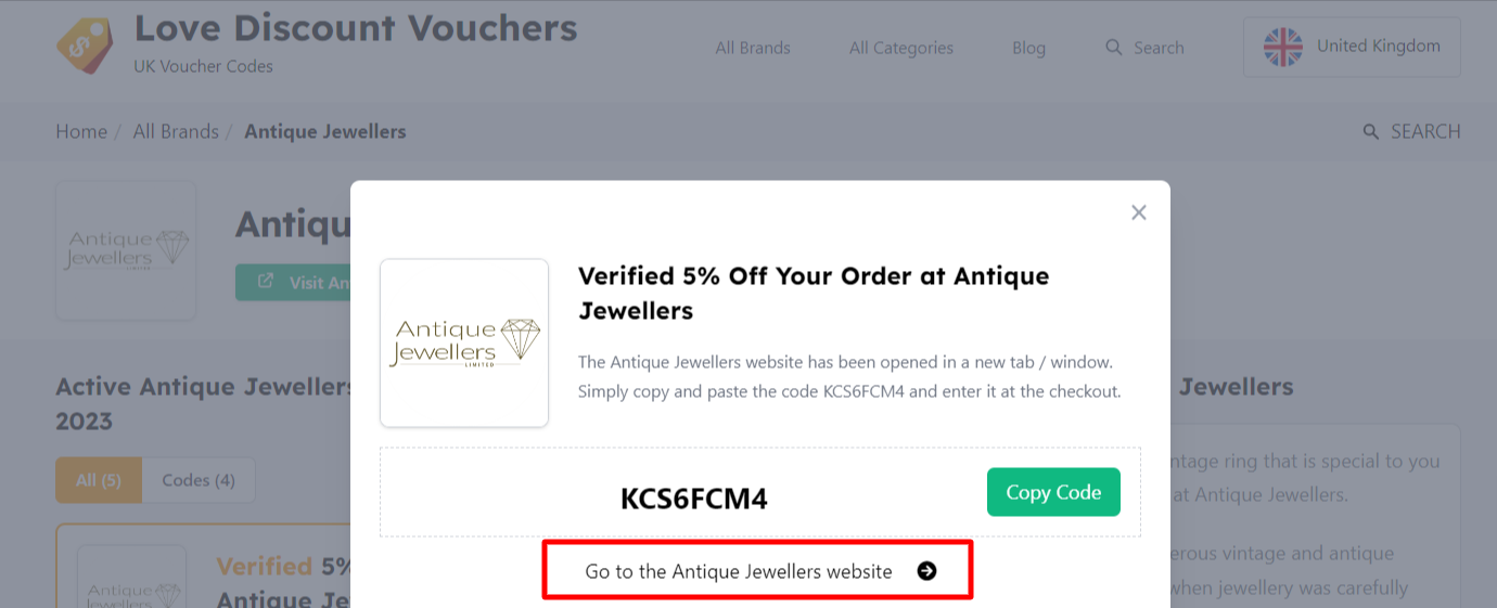 Verified £210 off Antique Jewellers Discount Code