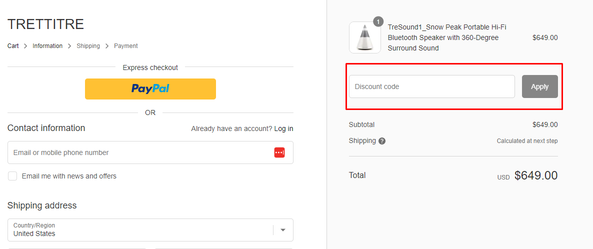 How do I use my TRETTITRE discount code?