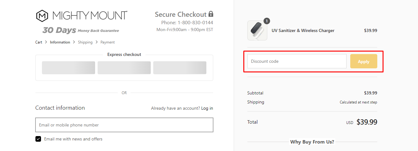 How do I use my Mighty Mount discount code?