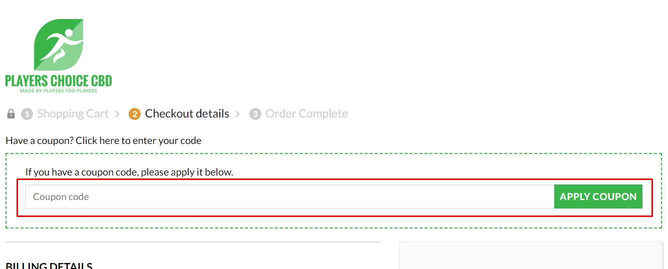 How do I use my Players Choice CBD discount code?