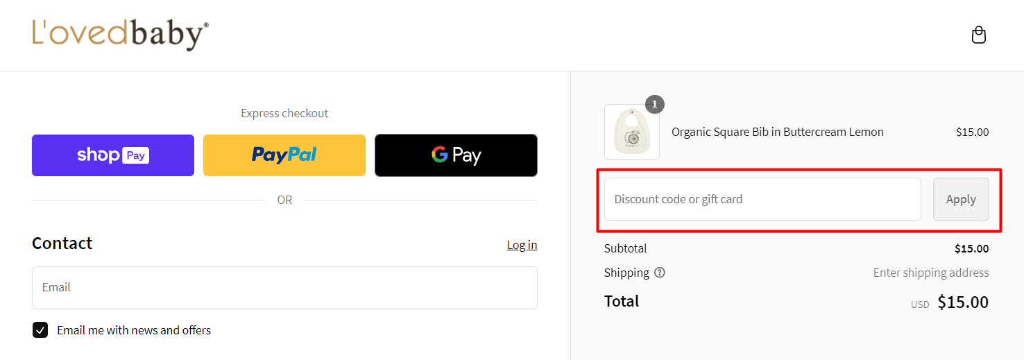 How do I use my L'ovedbaby discount code?