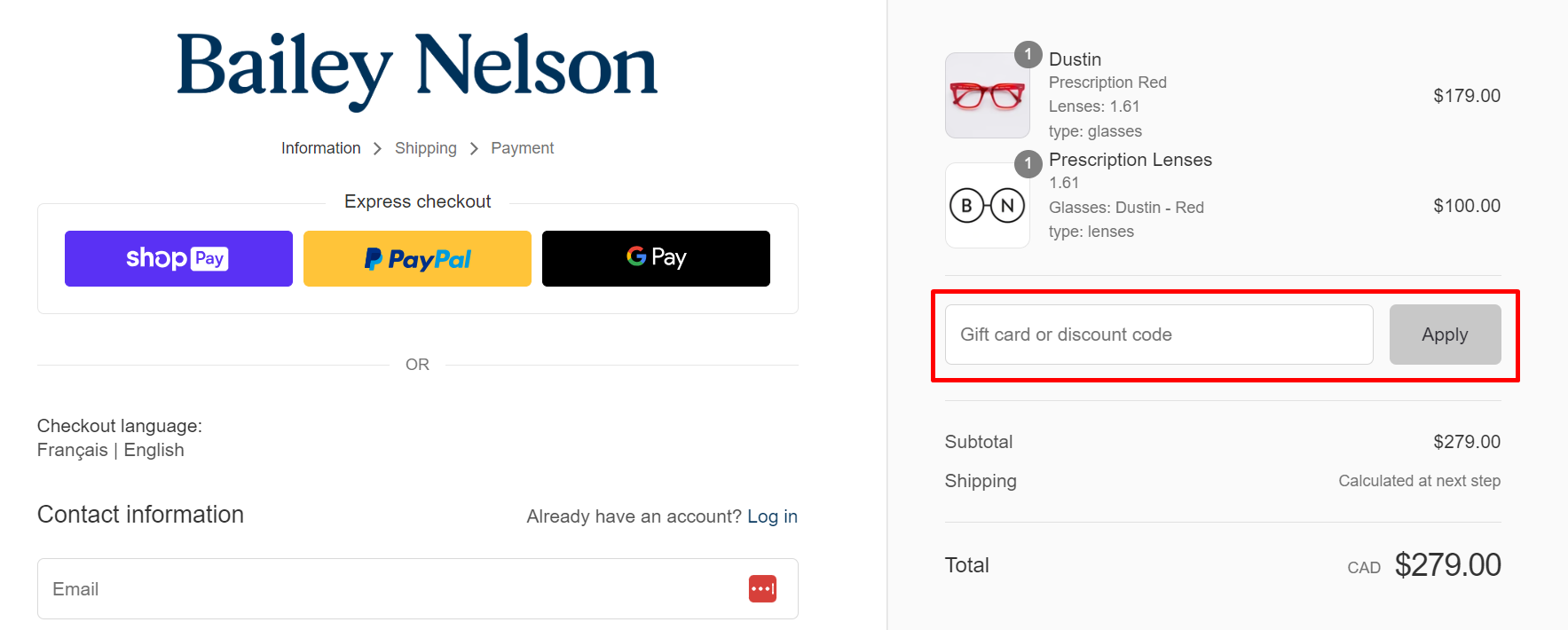 How do I use my Bailey Nelson discount code?