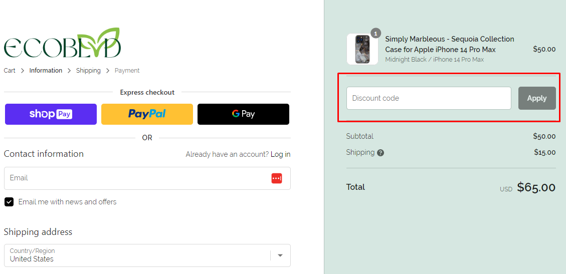 How do I use my EcoBlvd discount code?