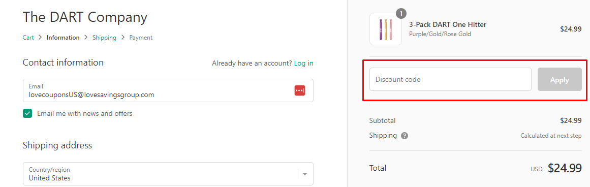 How do I use my The DART Company discount code?