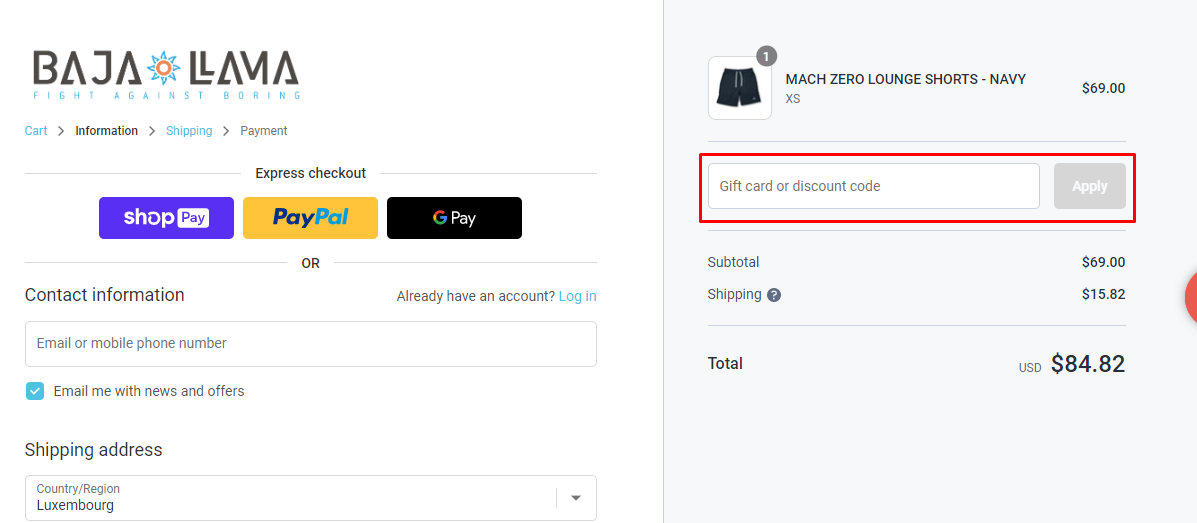 How do I use my Baja Llama discount code?