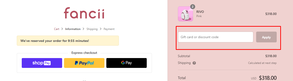 How do I use my Fancii discount code?
