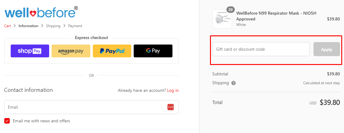 How do I use my WellBefore discount code?