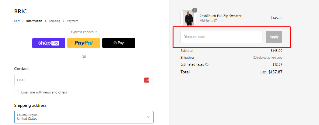 How do I use my BRIC discount code?