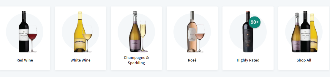 A collage of wines by Total Wine showing red wine, white wine, champagne & sparkling, rose all along with a wine glass as well as another collection of all wines