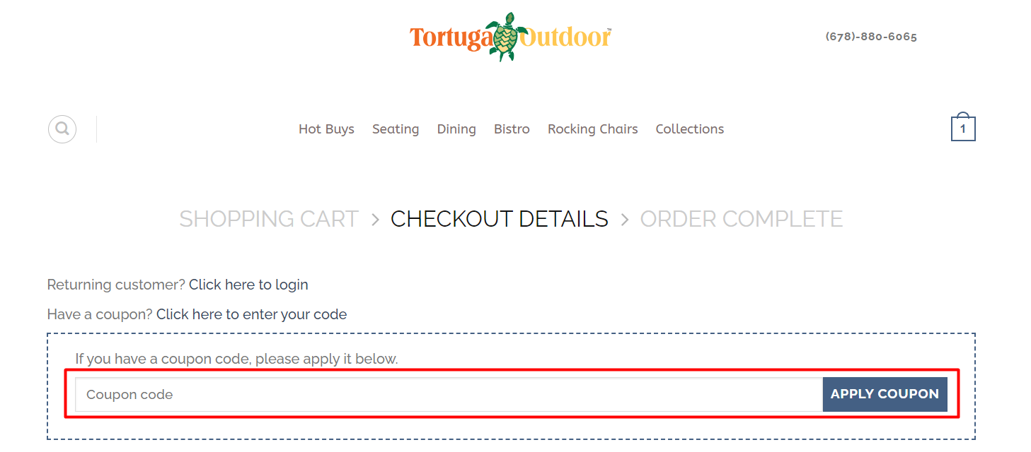 How do I use my Tortuga Outdoor coupon code?