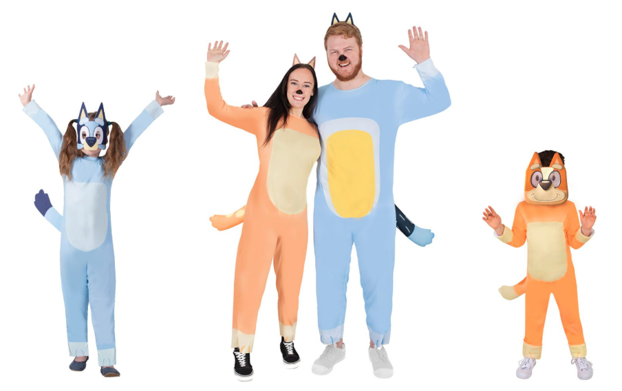 Family Halloween costume ideas: A family dressed up as the Heeler family from Bluey