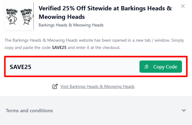 A Barkings Heads & Meowing Heads code on Love Discount Vouchers