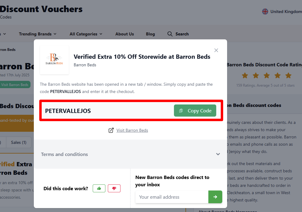 Copy your code and start shopping