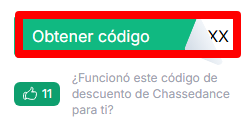 botón verde de obtener cupón de chassedance
