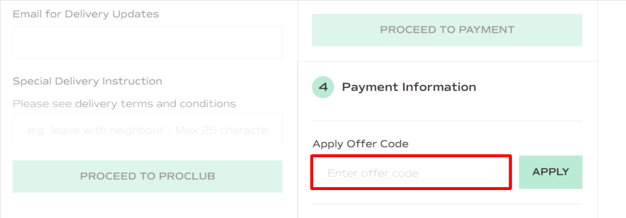 The checkout page showing where to apply your Salons Direct discount code