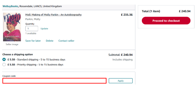 field to enter an AbeBooks voucher code