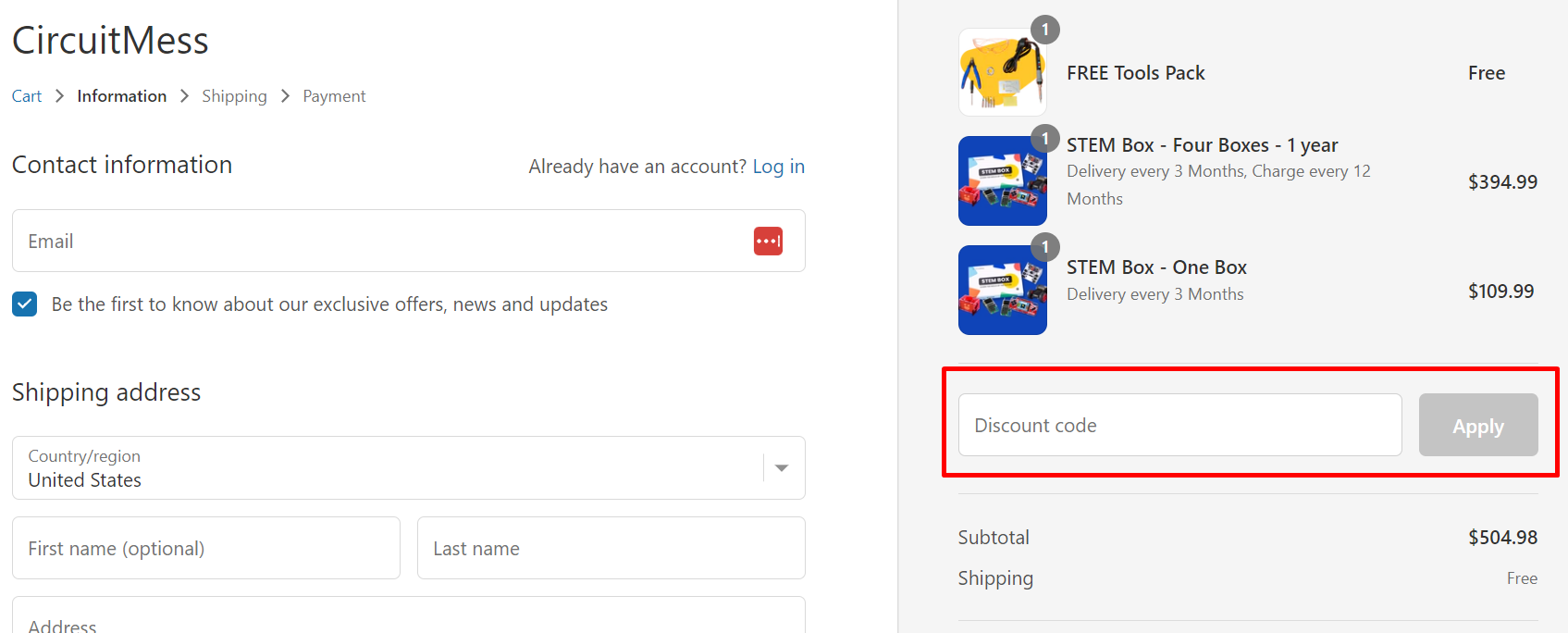 How do I use my CircuitMess discount code?