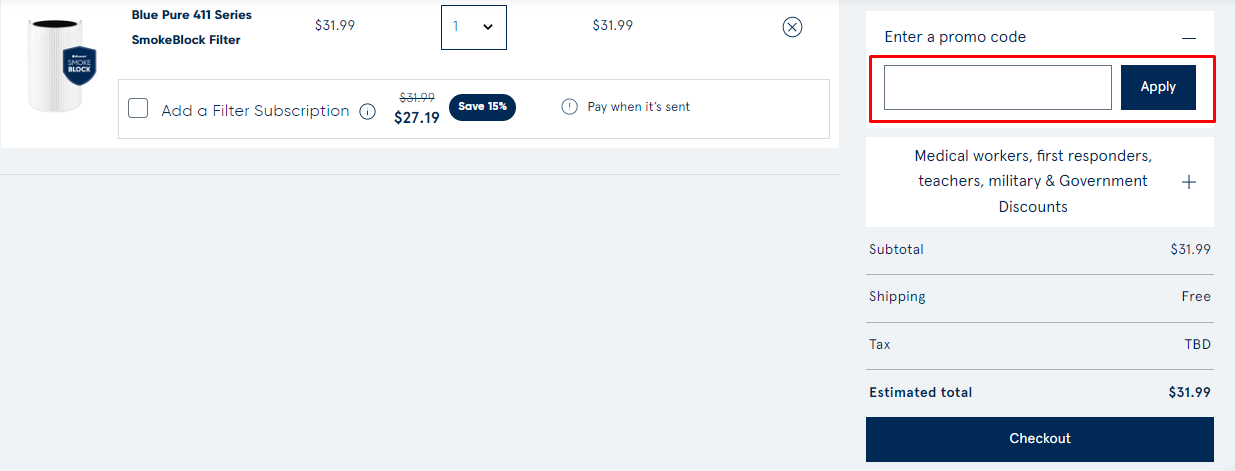 How do I use my Blueair promo code?