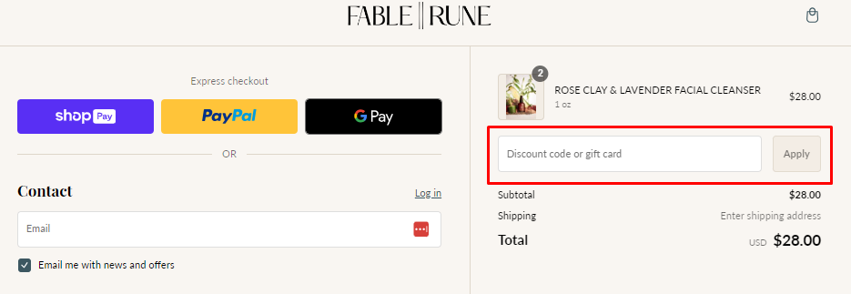 How do I use my FABLERUNE discount code?