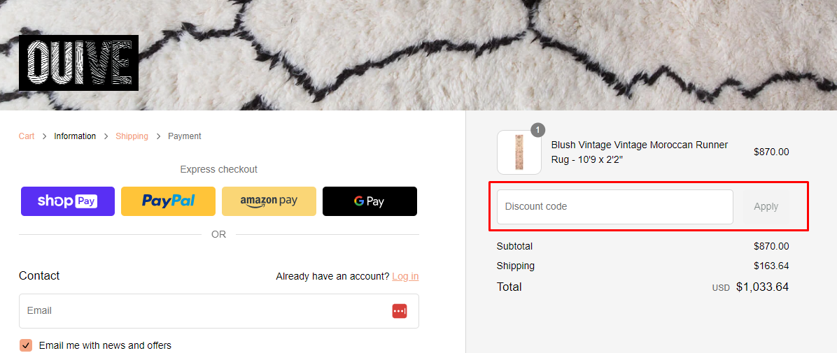 How do I use my OUIVE discount code?