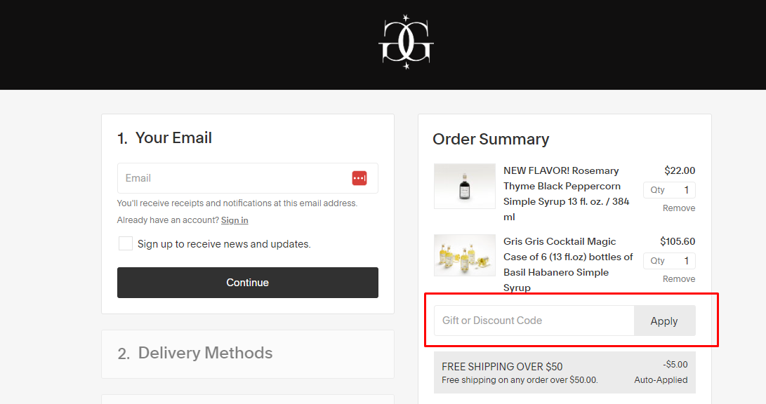 How do I use my Gris Gris Cocktail Magic discount code?
