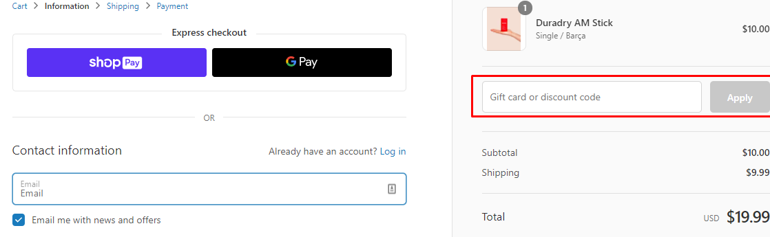 How do I use my Duradry discount code?