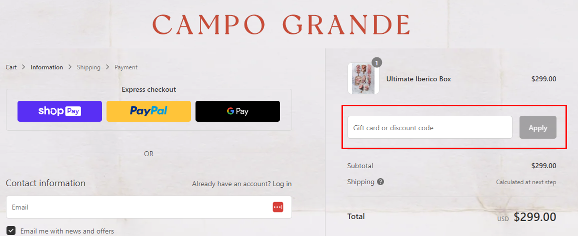 How do I use my Campo Grande discount code?