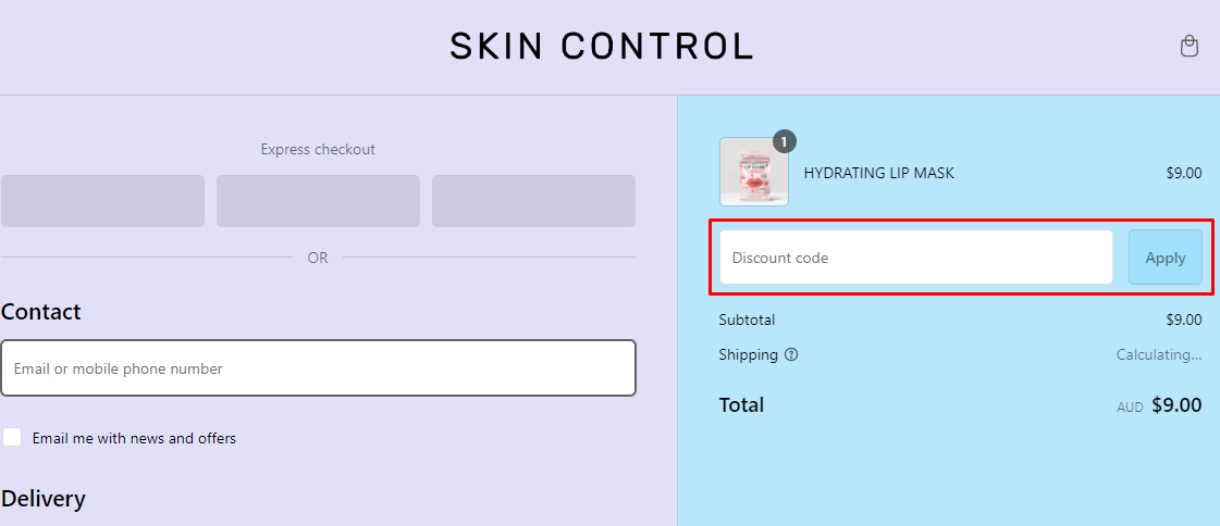 How do I use my Skin Control discount code?