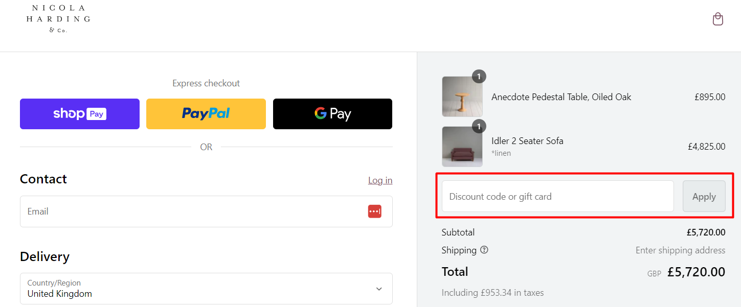 How do I use my Nicola Harding discount code?