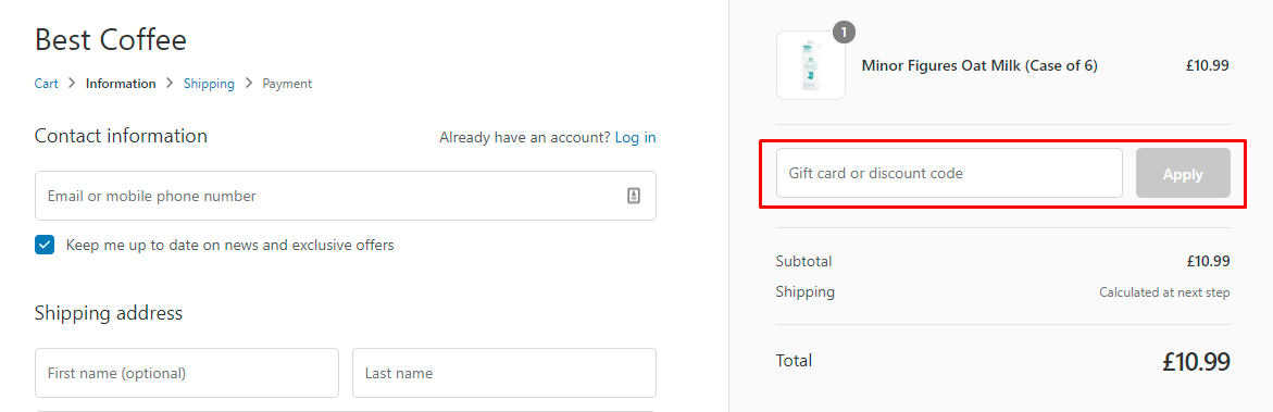How do I use my Best Coffee discount code?