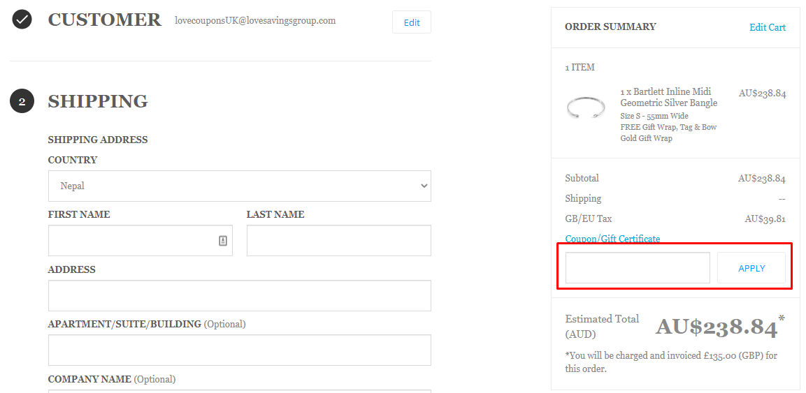 How do I use my Anchor & Crew coupon code?