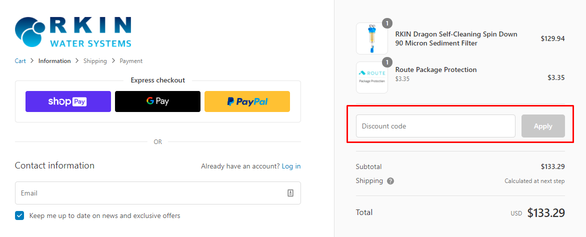How do I use my RKIN discount code?